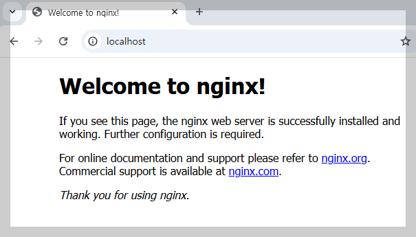 nginx 컨테이너 기동 확인