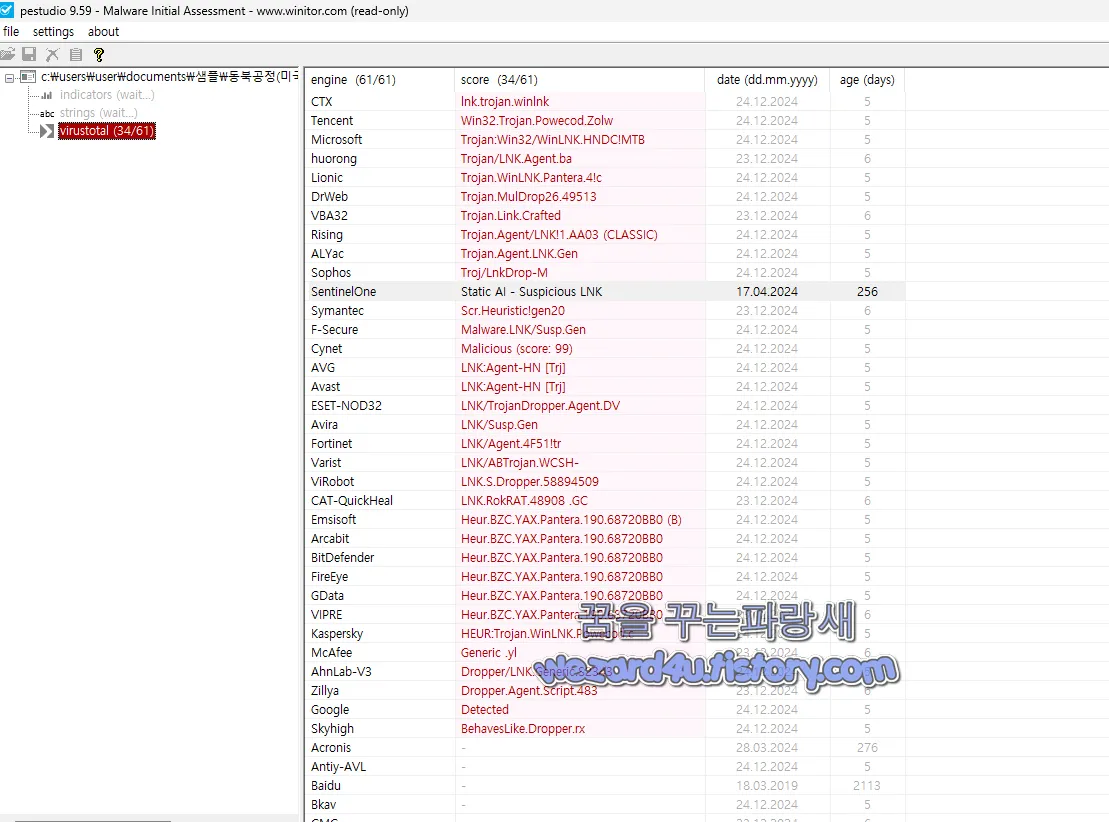 PEStudio 로 본 결과