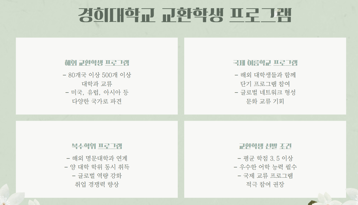 경희대학교 교환학생프로그램및국제교류