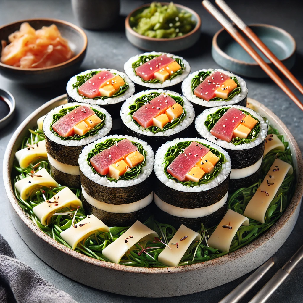 퓨전 스타일의 참치와 치즈 김밥