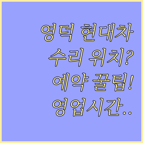 영덕군 현대자동차 수리점 위치와 업무..