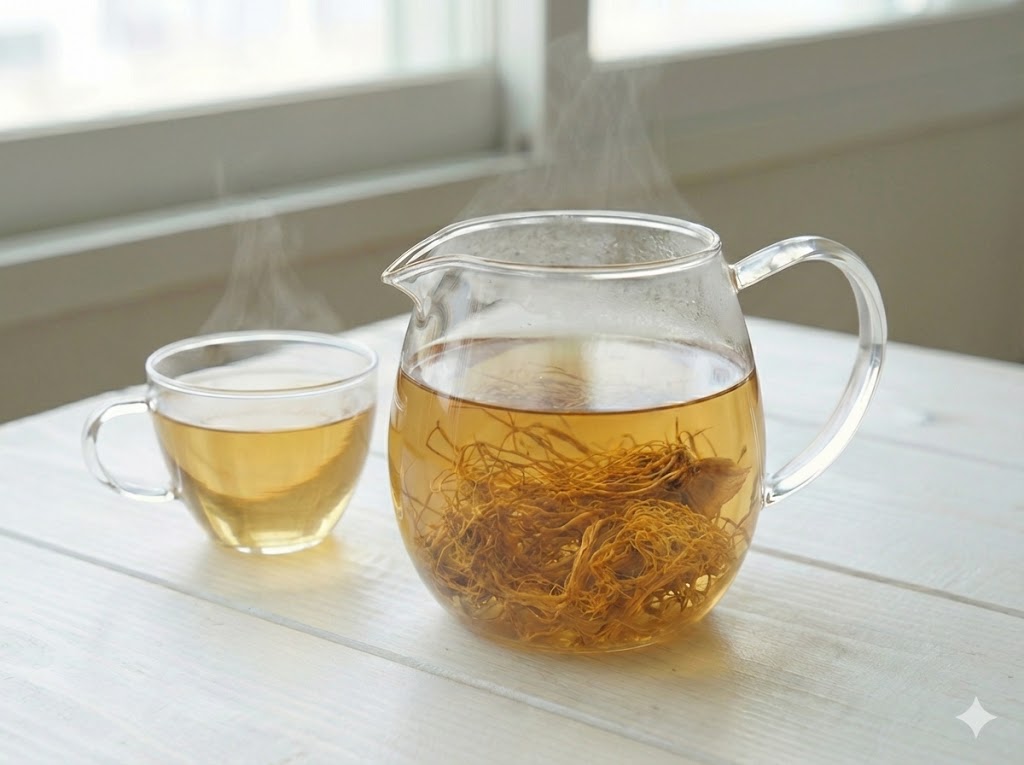 환절기 비염과 초기 감기 예방에 탁월한, 은은한 향과 건강함이 느껴지는 따뜻한 파뿌리차