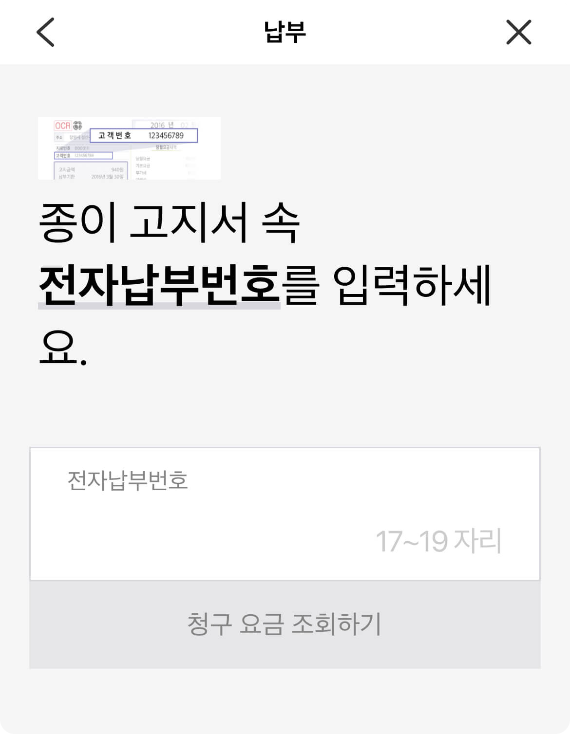 카카오페이 전자납부번호 입력