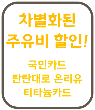KB국민카드 주유비할인 생활비할인 정비비할인 보험할인 통신비할인 놀이동산 할인 탄탄대로 온리유 티타늄 카드