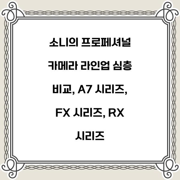 소니의 프로페셔널 카메라 라인업 심층 비교