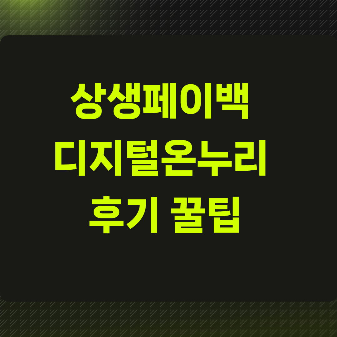 상생페이백 디지털온누리 후기 꿀팁