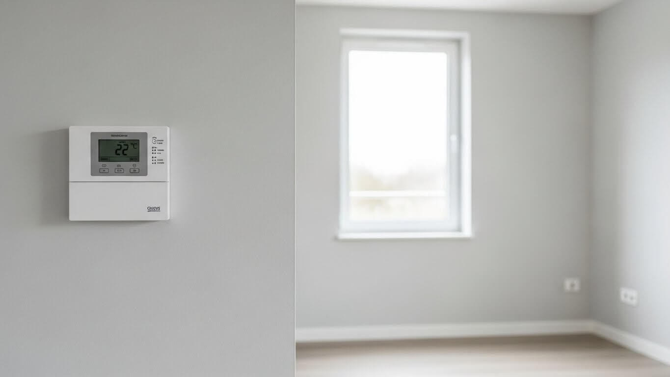 실내 온도를 22도로 설정한 가정용 난방 온도조절기 모습, 도시가스 사용량 관리 상황을 표현한 이미지
