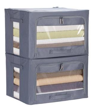 코멧 홈 대용량 베이직 모던 옥스포드 리빙박스 66L, 그레이, 2개