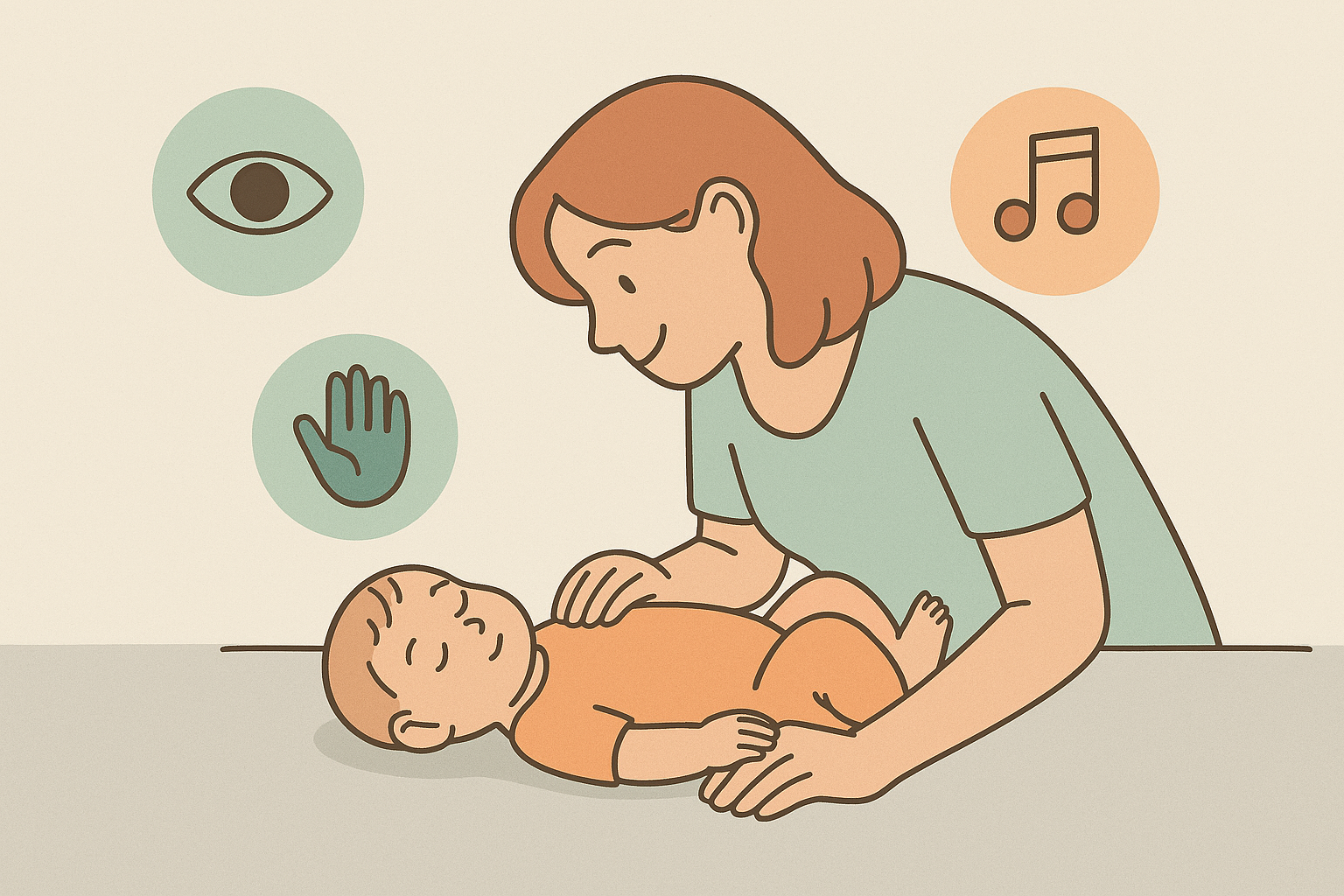 생후 0개월 아기와 부모의 교감을 상징