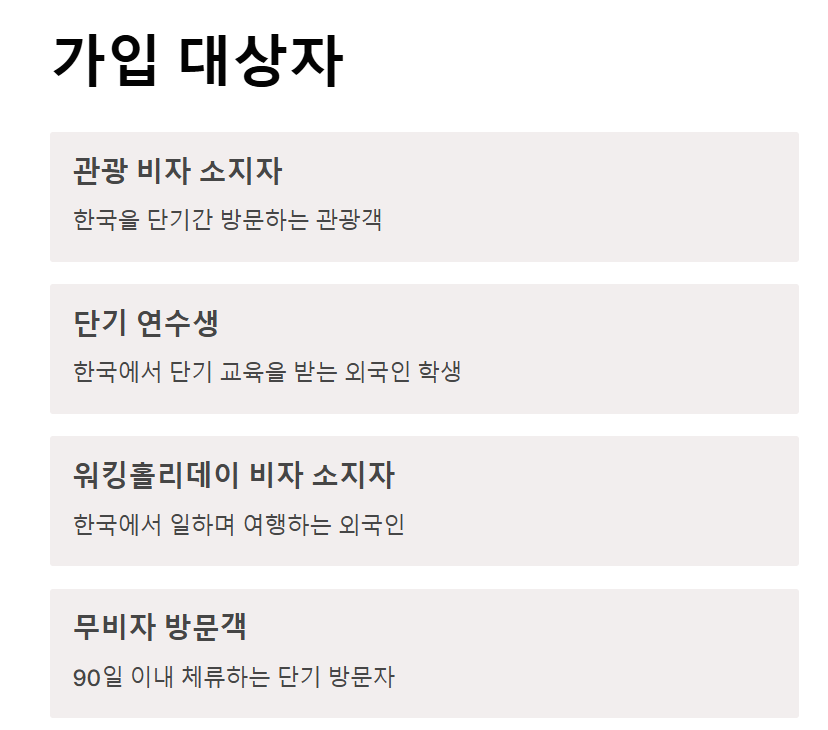 외국인 여행자 보험 방문객을 위한 보험 가이드