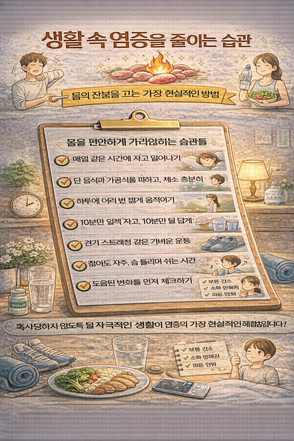 생활 속 염증을 줄이는 습관, 몸의 잔불을 끄는 가장 현실적인 방법