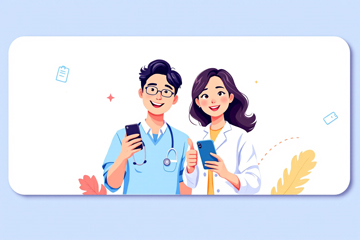 실손보험 청구 실손24 앱를 설명하는 남녀 의료진 모습