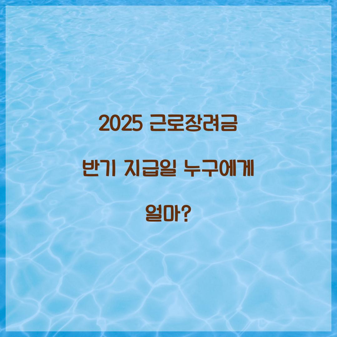 2025 근로장려금 반기 지급일