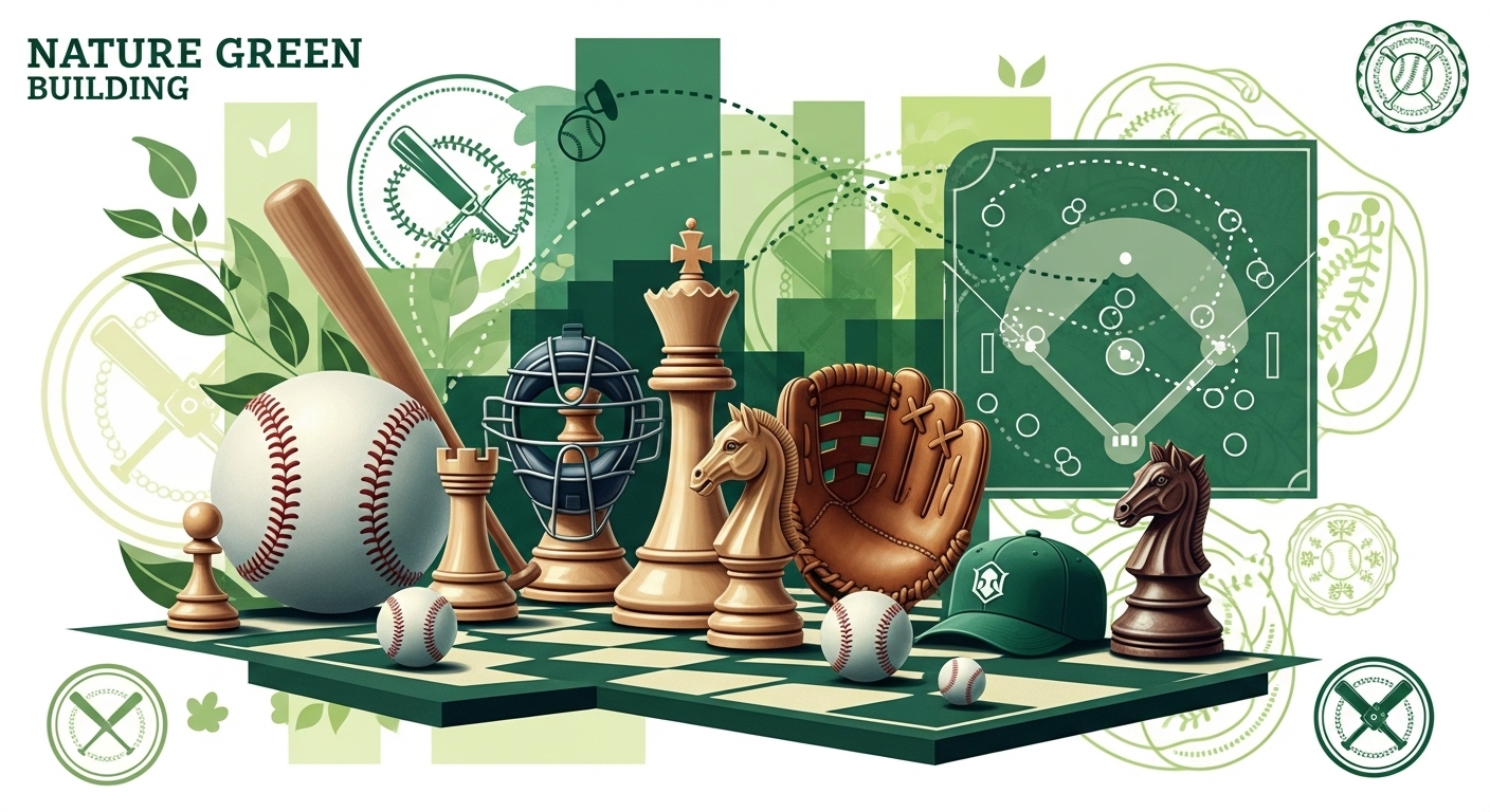 야구팀 전력 구성을 전략적으로 나타내는 그림, 선수 배치와 계획을 상징