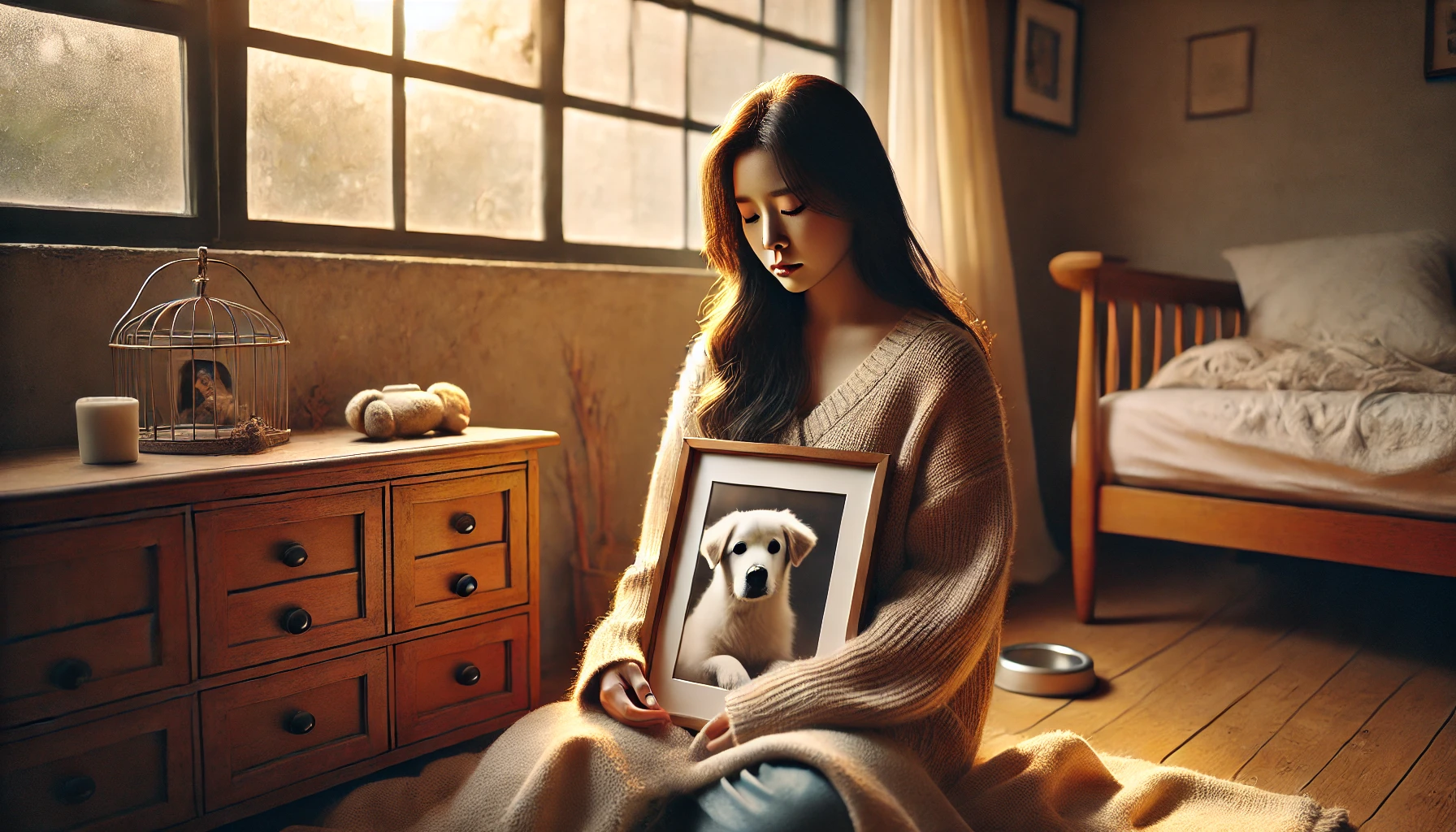 반려견을 떠나 보내고 슬퍼하는 모습