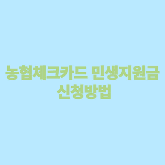 농협체크카드 민생지원금 신청방법