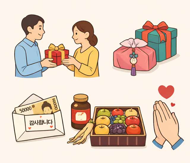 선물 주고 받는 모습, 기타 선물 이미지