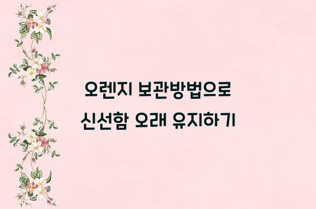 오렌지 보관방법