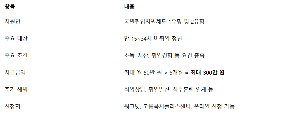 청년 취업지원금 조건