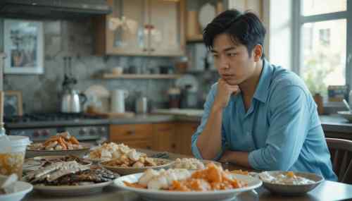 식단을 점검하며 피부 가려움증 원인을 고민하는 한국 남성