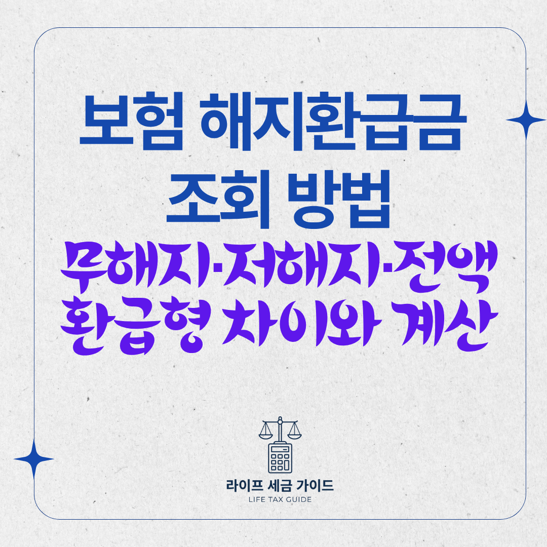 보험 해지환급금 조회 방법 · 무해지·저해지·전액환급형 차이와 계산