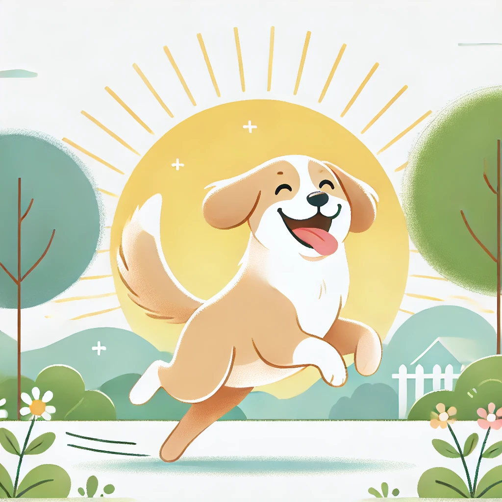 훈련 후 행복하게 공원에서 뛰어노는 강아지의 모습