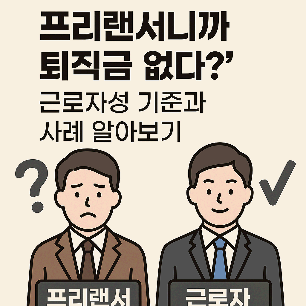 ‘프리랜서니까 퇴직금 없다?’ 근로자성 기준과 사례 알아보기