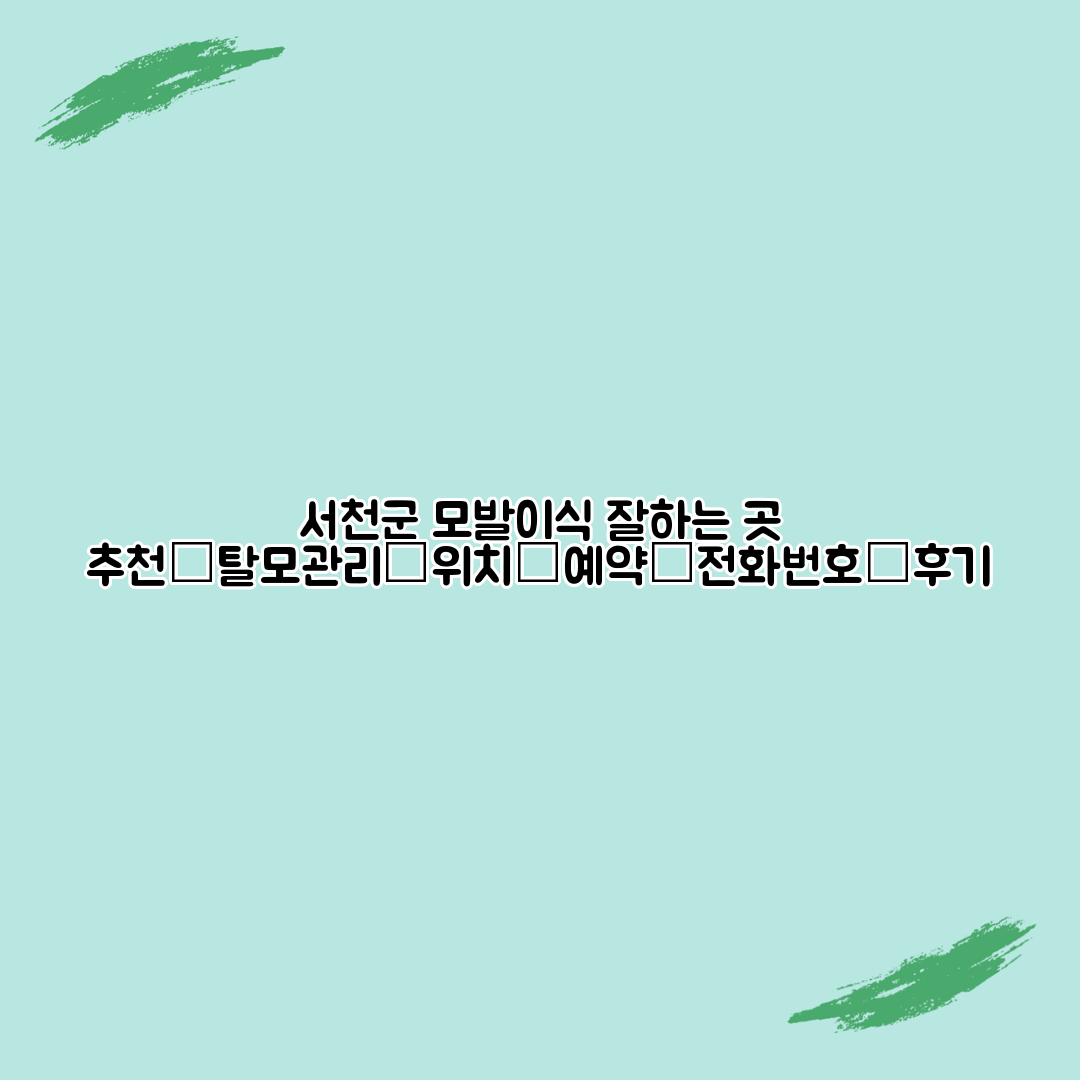 서천군 모발이식 잘하는 곳 추천│탈모관리│위치│예약│전화번호│후기