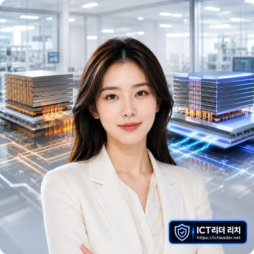 HBM4와 HBM4E 적층 메모리를 분석하는 여성 반도체 전문가 대표 썸네일