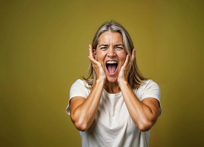 소지지르는 여성 모습