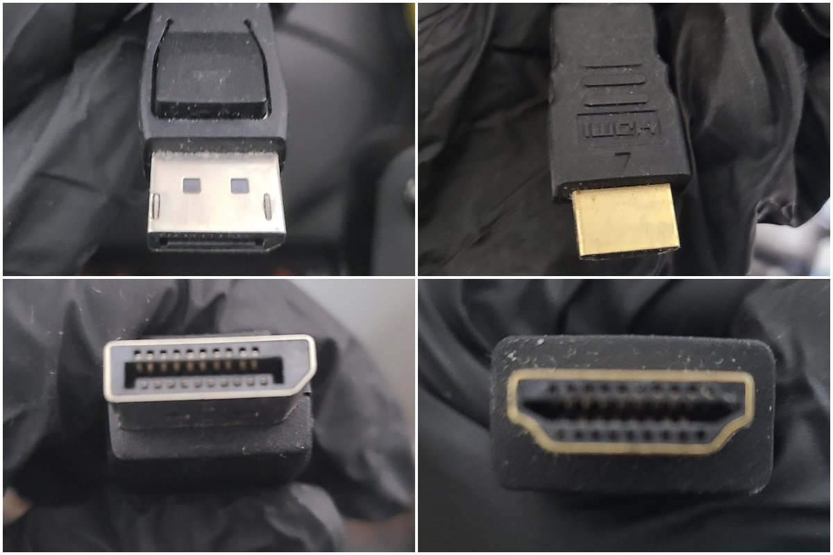 HDMI 단자와 DP 단자의 구조적 차이를 나란히 비교한 이미지
