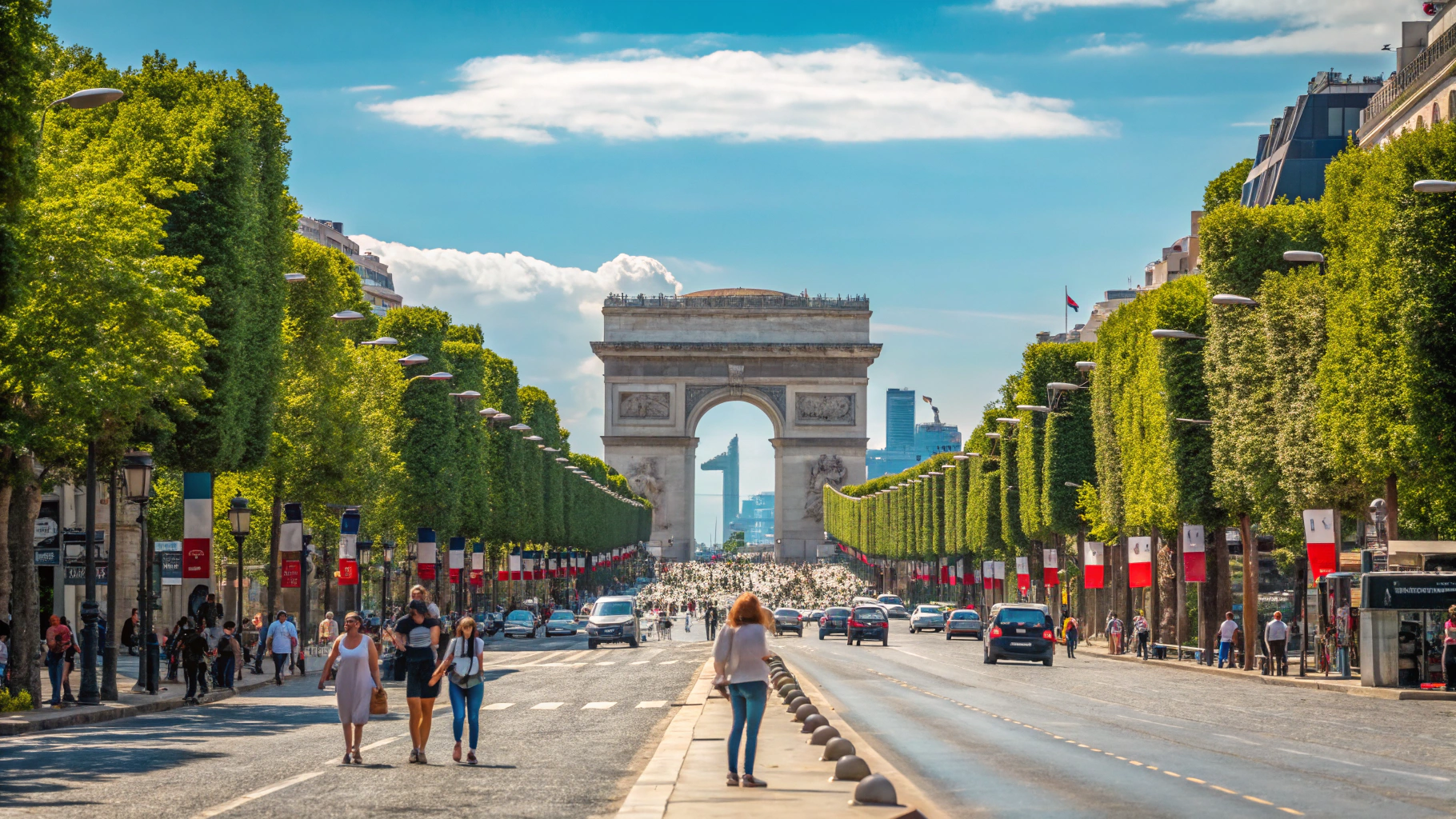 샹젤리제, 개선문, 노트르담 대성당 투어
파리 자유여행에서 빠질 수 없는 샹젤리제 거리.
개선문은 전망대까지 올라가면 파리의 방사형 도로 구조를 감상할 수 있어요.
오후엔 지하철로 이동해 노트르담 대성당을 둘러보며
중세 유럽 건축의 진수를 경험할 수 있습니다.
저녁엔 생미셸 지역에서 현지인처럼 저렴한 와인과 타파스를 즐겨보세요.