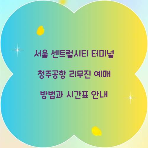 서울 센트럴시티 터미널 청주공항 리무진