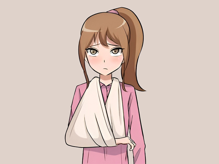 골절로-붕대를-맨-여성