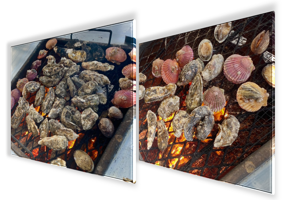 장작불에-구워지는-굴종합조개구이