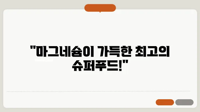 마그네슘 효능 풍부한음식 무엇?