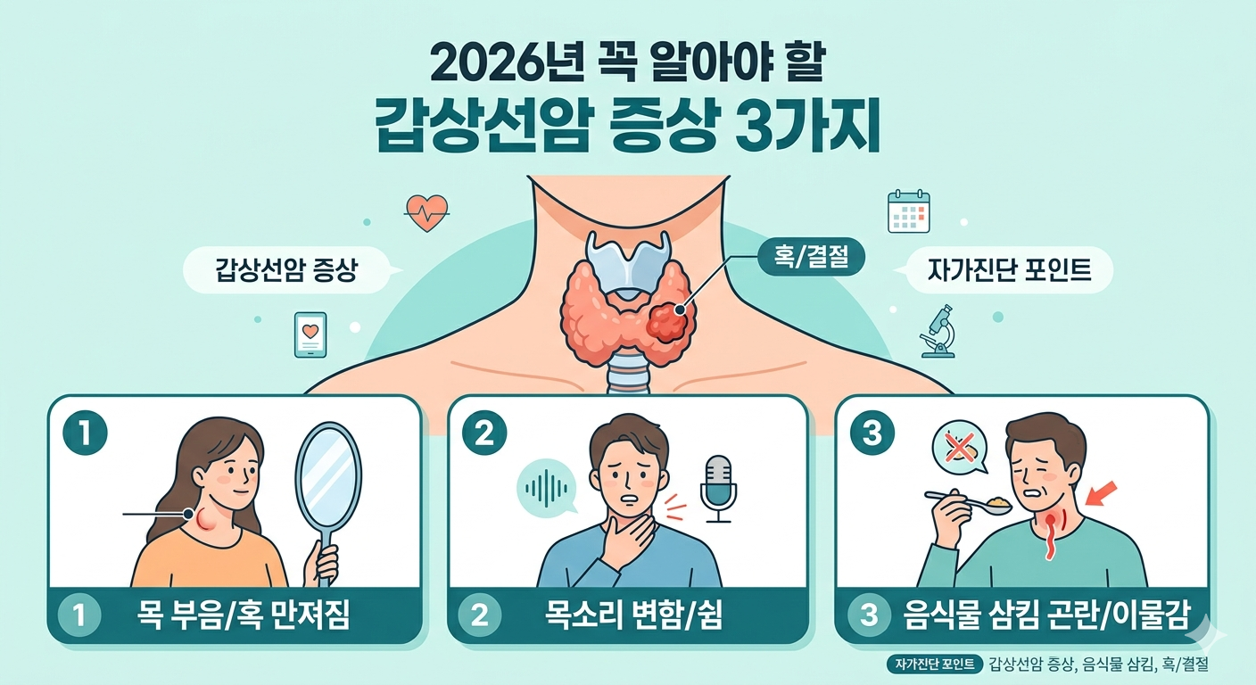 갑상선암 증상 및 자가진단법 초기 증세와 유전 가능성 2026년 총정리