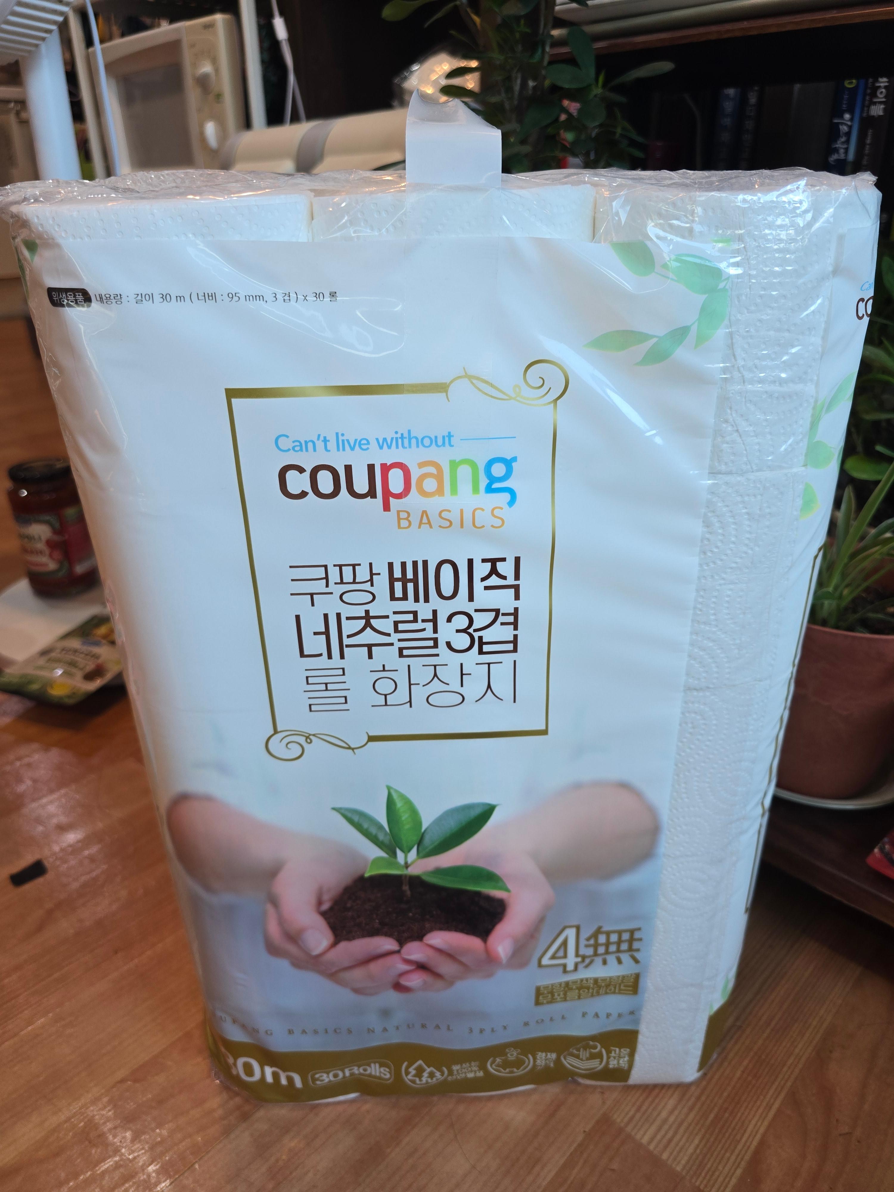 쿠팡 베이직 내추럴 3겹 롤 화장지