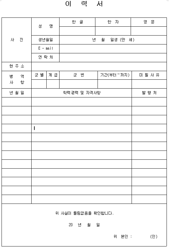 이력서 양식5