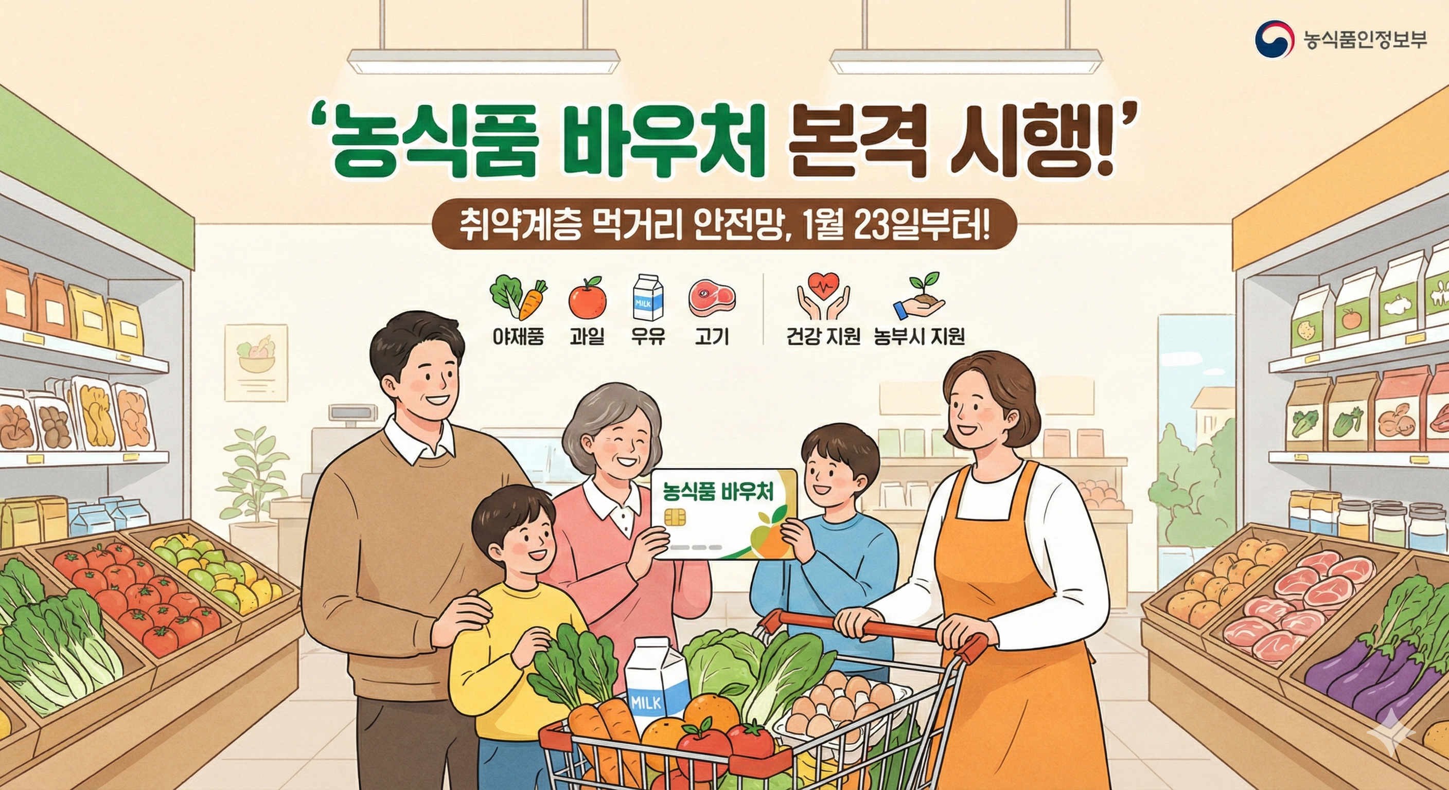 ‘농식품 바우처’ 23일부터 시행…취약계층 먹거리 안전망 제도화
