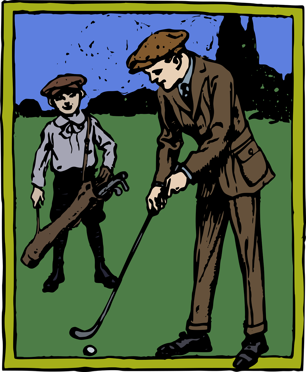 골퍼와 캐디의 그림이미지