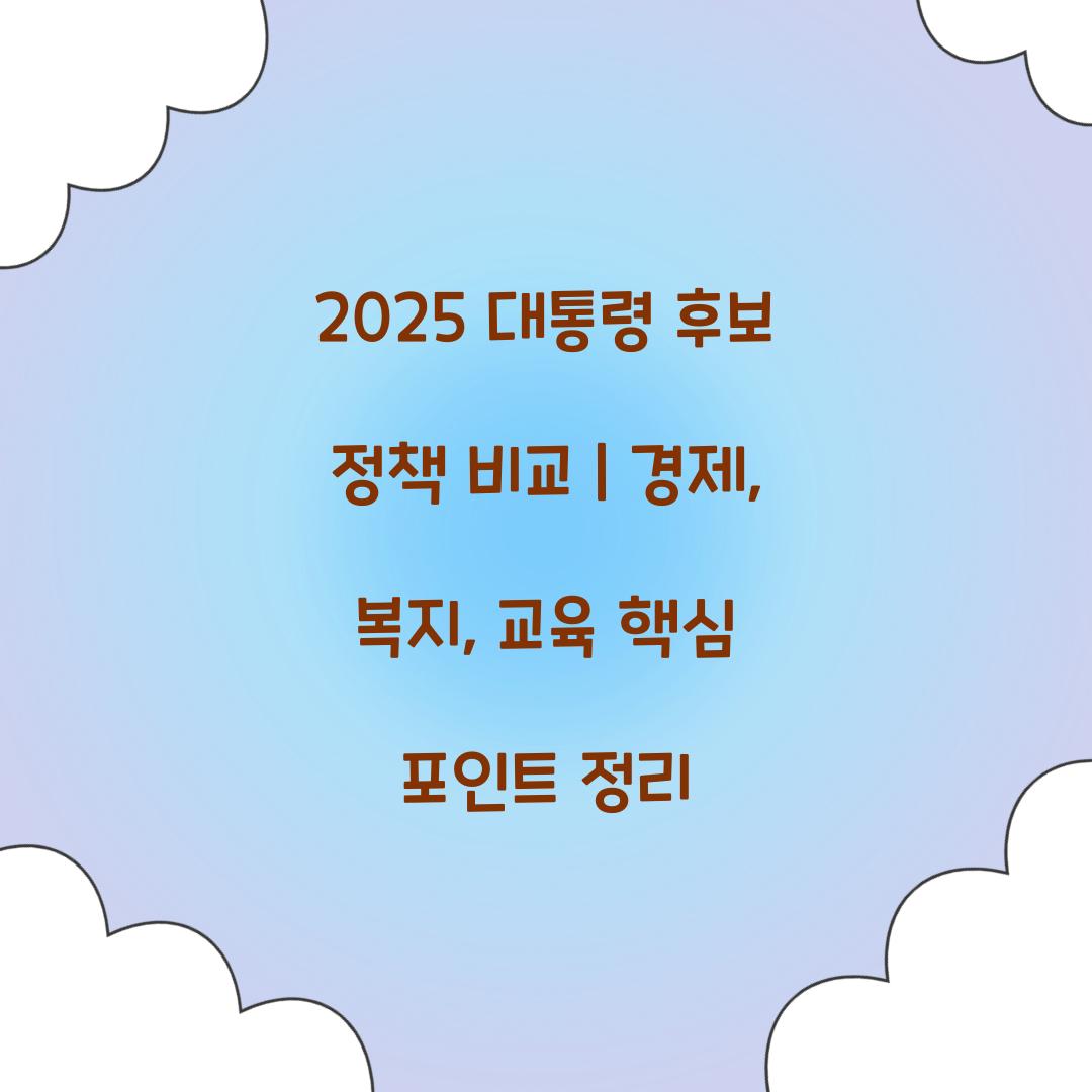 2025 대통령 후보 정책 비교