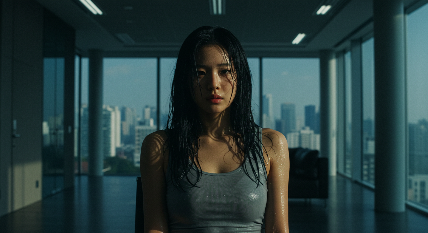 사무실에 홀로 있는 여성