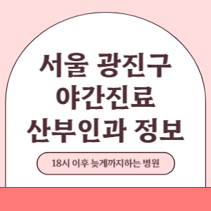 서울 광진구 야간진료 산부인과 병원 (18시 이후 늦게까지하는 병원)