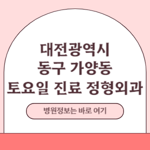 대전 동구 가양동 토요일 정형외과 진료 병원