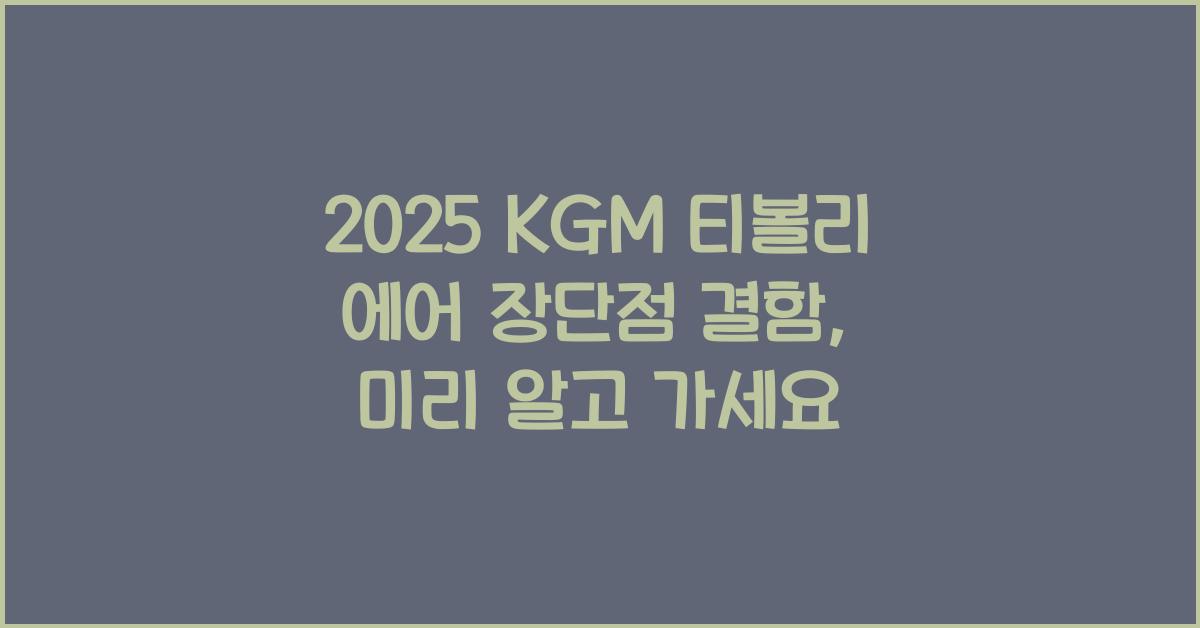 2025 KGM 티볼리 에어 장단점 결함