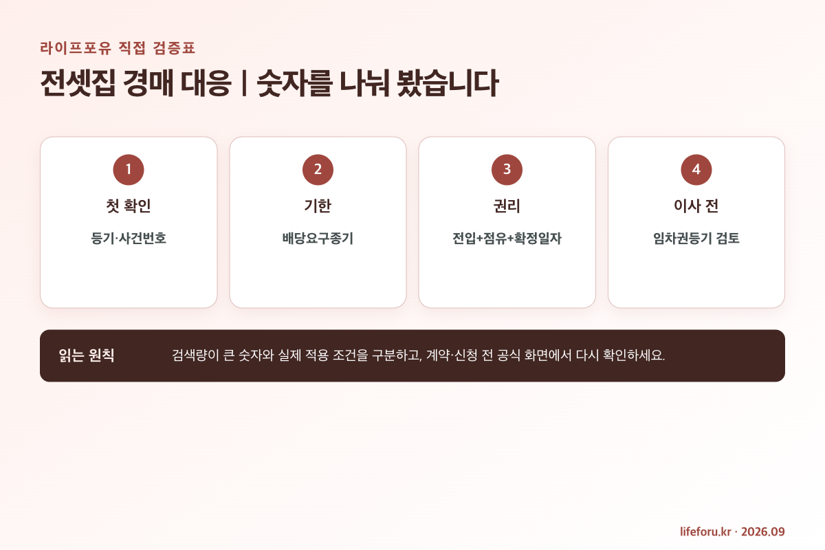 전세 경매 통지 후 당일 일주일 이사 전 행동표