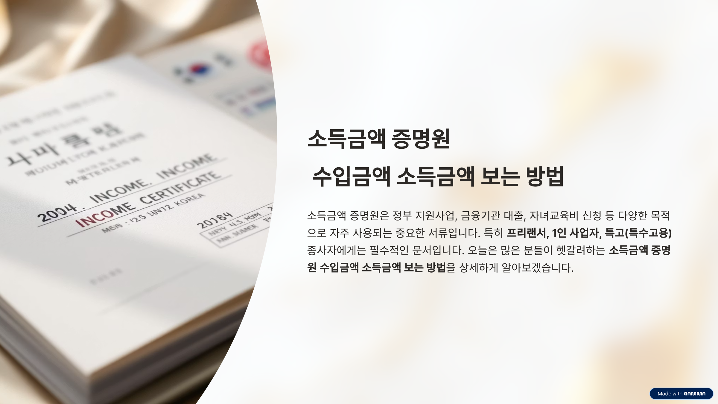 소득금액 증명원 수입금액 소득금액 보는 방법