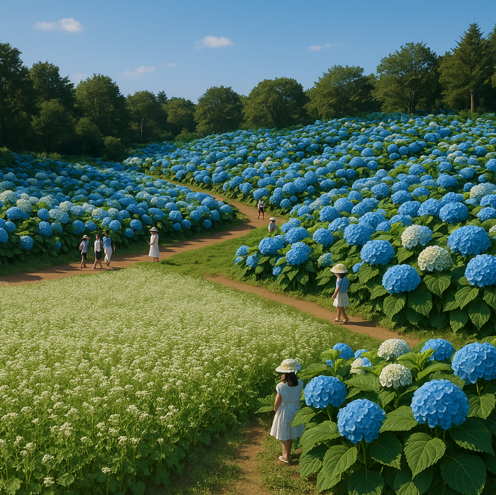 보롬왓 수국정원축제 메밀꽃과 수국모습