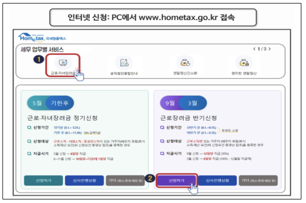 2023 9월 근로장려금 반기신청 방법